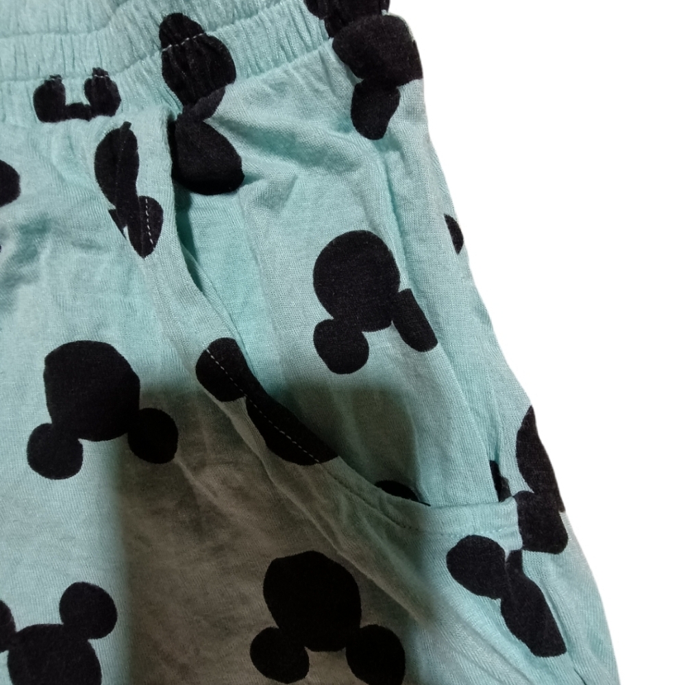 Disney Aqua and Black Mickey Mouse Patterned Pajamas Bottoms - Picture 2 of 3